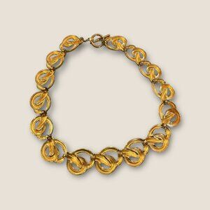 Vintage Gold-Tone Love Knot Necklace  Wide Elegant Jewelry Statement Piece